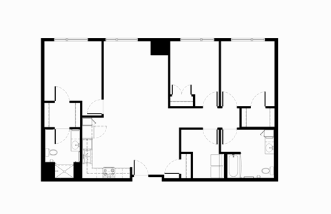 Floor plan for 3 beds, 2 baths, 1328 sqft